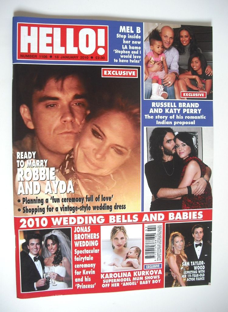 Hello! magazine - Robbie Williams and Ayda Field cover (18 January 2010 - Issue 1106)