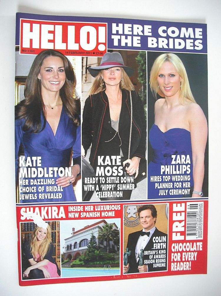 Hello! magazine - Kate Middleton, Kate Moss and Zara Phillips cover (14 February 2011 - Issue 1161)