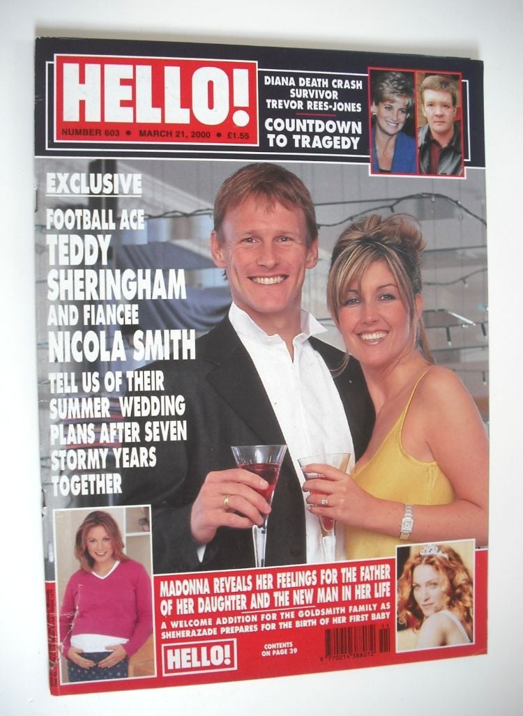 Hello! magazine - Teddy Sheringham and Nicola Smith cover (21 March 2000 - Issue 603)