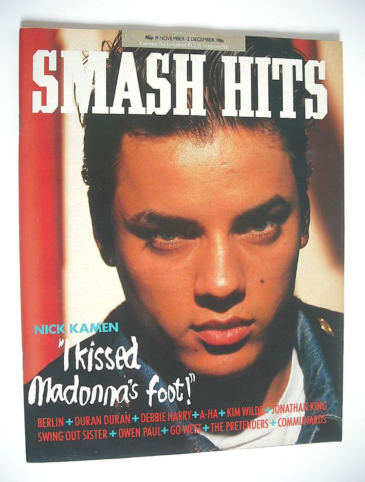 Smash Hits magazine - Nick Kamen cover (19 November - 2 December 1986)