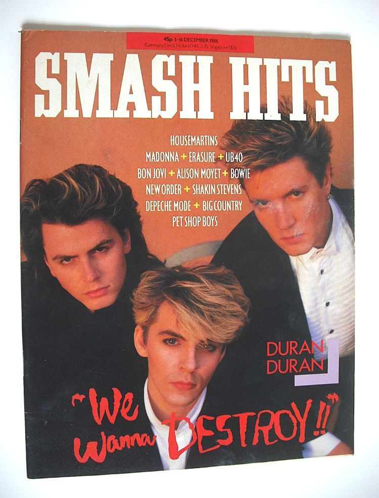 Smash Hits magazine - Duran Duran cover (3-16 December 1986)