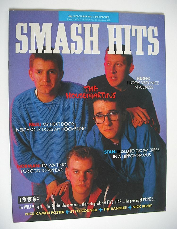 Smash Hits magazine - The Housemartins cover (31 December 1986 - 13 January 1987)