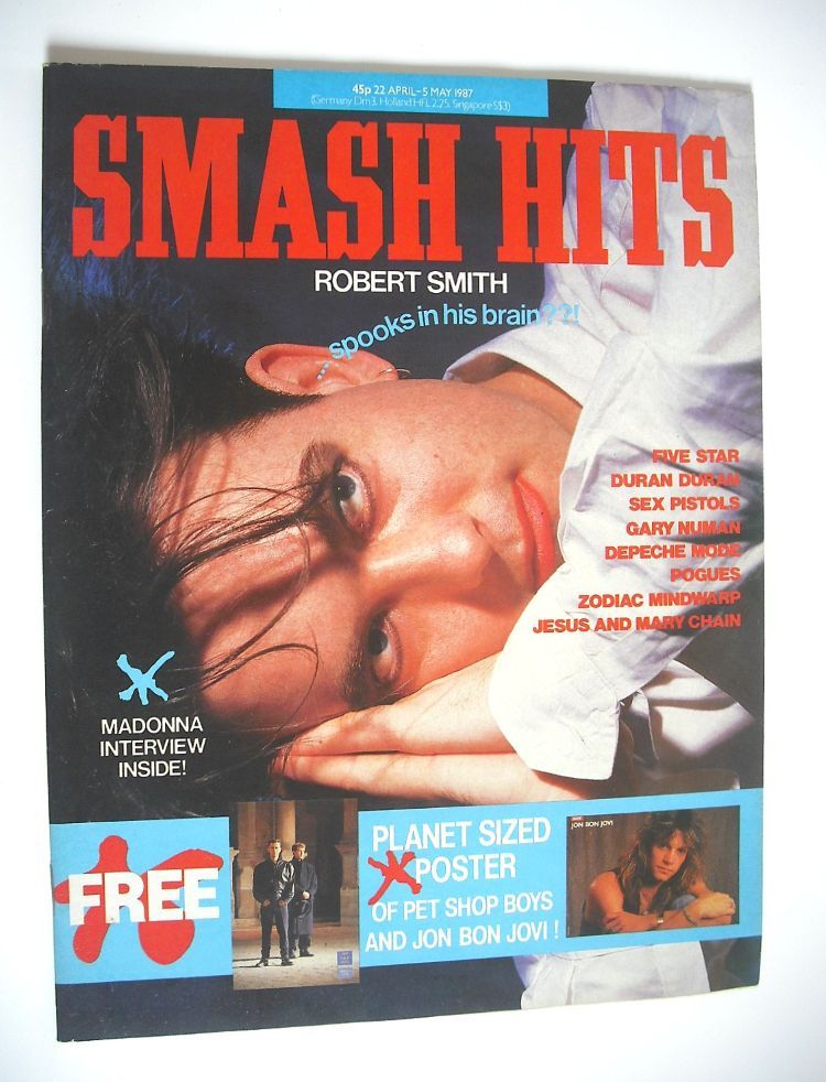 Smash Hits magazine - Robert Smith cover (22 April - 5 May 1987)