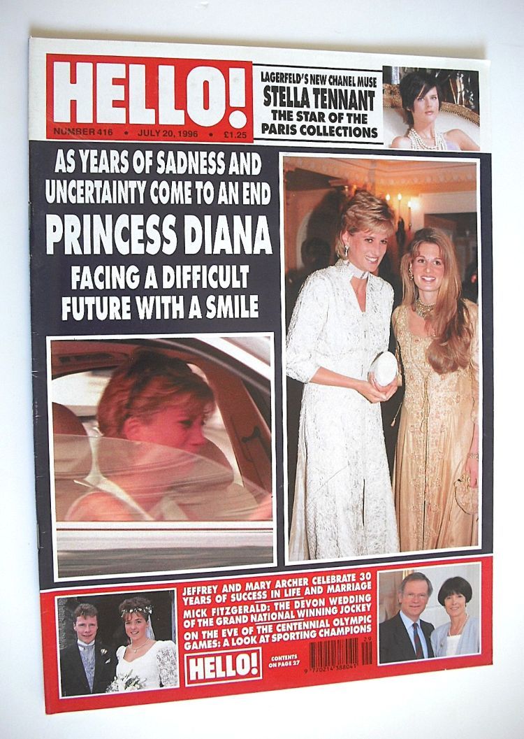 Hello! magazine - Princess Diana and Jemima Khan cover (20 July 1996 - Issue 416)