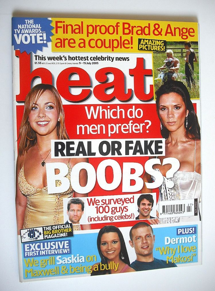 <!--2005-07-09-->Heat magazine - Real or Fake Boobs cover (9-15 July 2005 -
