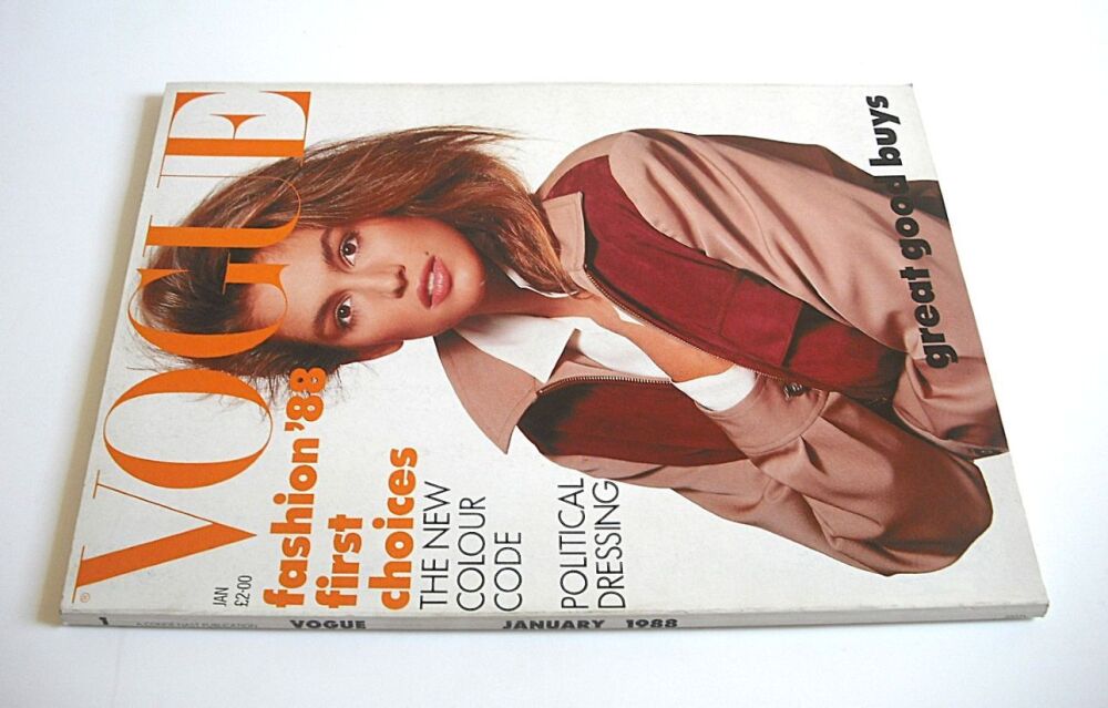 British Vogue magazine - January 1988 - Cindy Crawford cover