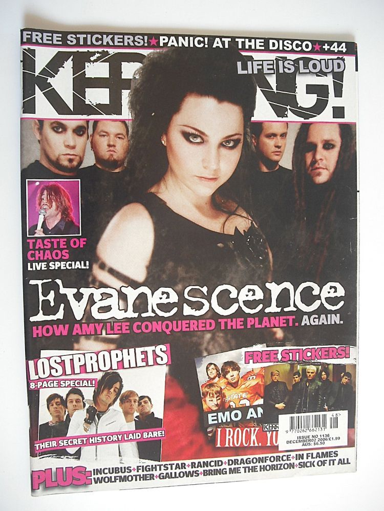 Kerrang magazine - Evanescence cover (2 December 2006 - Issue 1136)