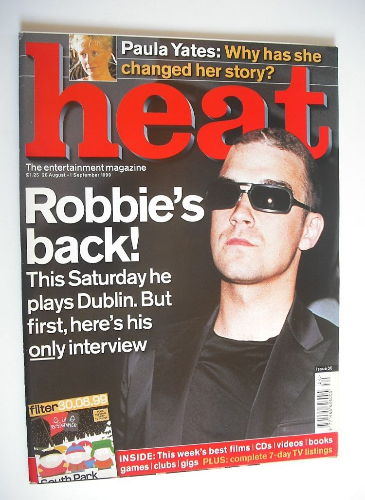 Heat magazine - Robbie Williams cover (26 August-1 September 1999 - Issue 30)
