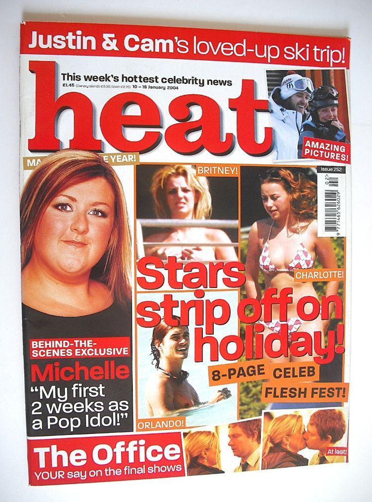 Heat magazine - Stars Strip Off On Holiday! cover (10-16 January 2004 - Issue 252)