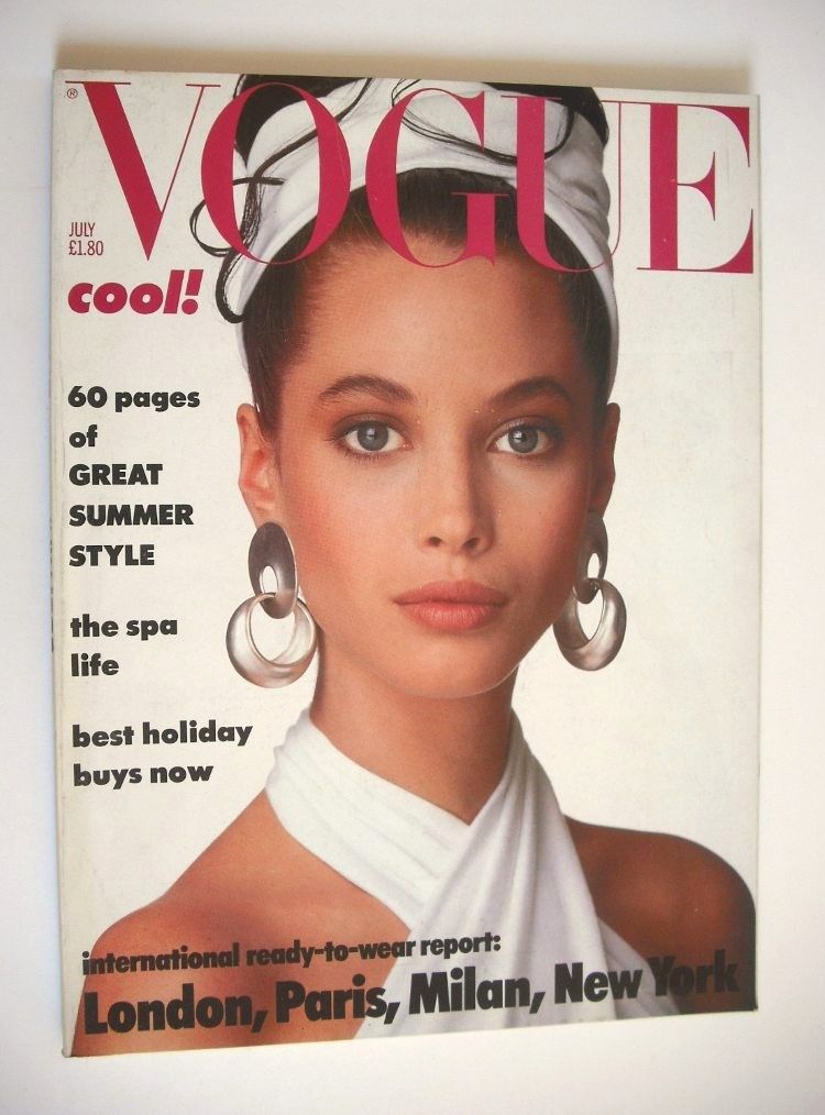 British Vogue magazine - July 1986 - Christy Turlington cover