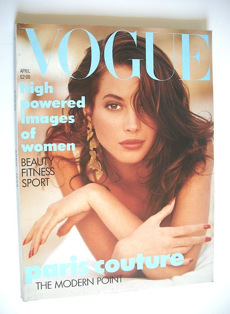 British Vogue magazine - April 1988 - Christy Turlington cover