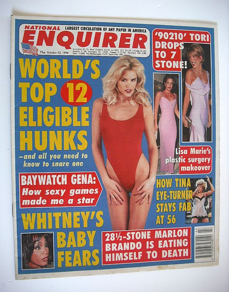 National Enquirer magazine - Gena Lee Nolin cover (22 October 1996)