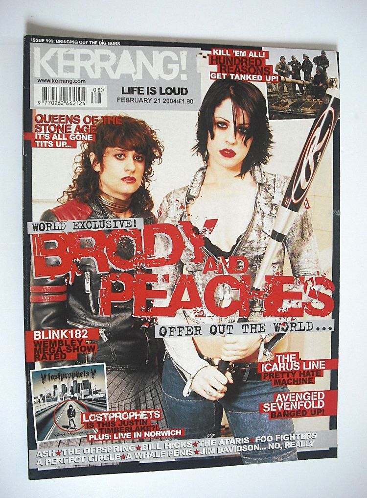 <!--2004-02-21-->Kerrang magazine - Brody Dalle & Peaches cover (21 Februar