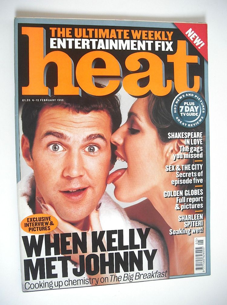 Heat magazine - Johnny Vaughan and Kelly Brook cover (6-12 February 1999 - Issue 1)