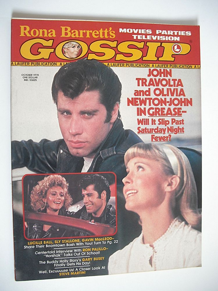 Rona Barrett's Gossip magazine - John Travolta & Olivia Newton-John cover (October 1978)