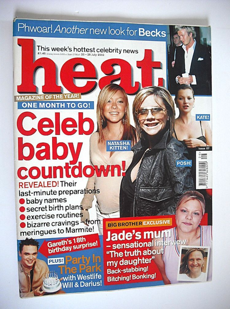 Heat magazine - Celeb Baby Cowntdown cover (20-26 July 2002 - Issue 177)