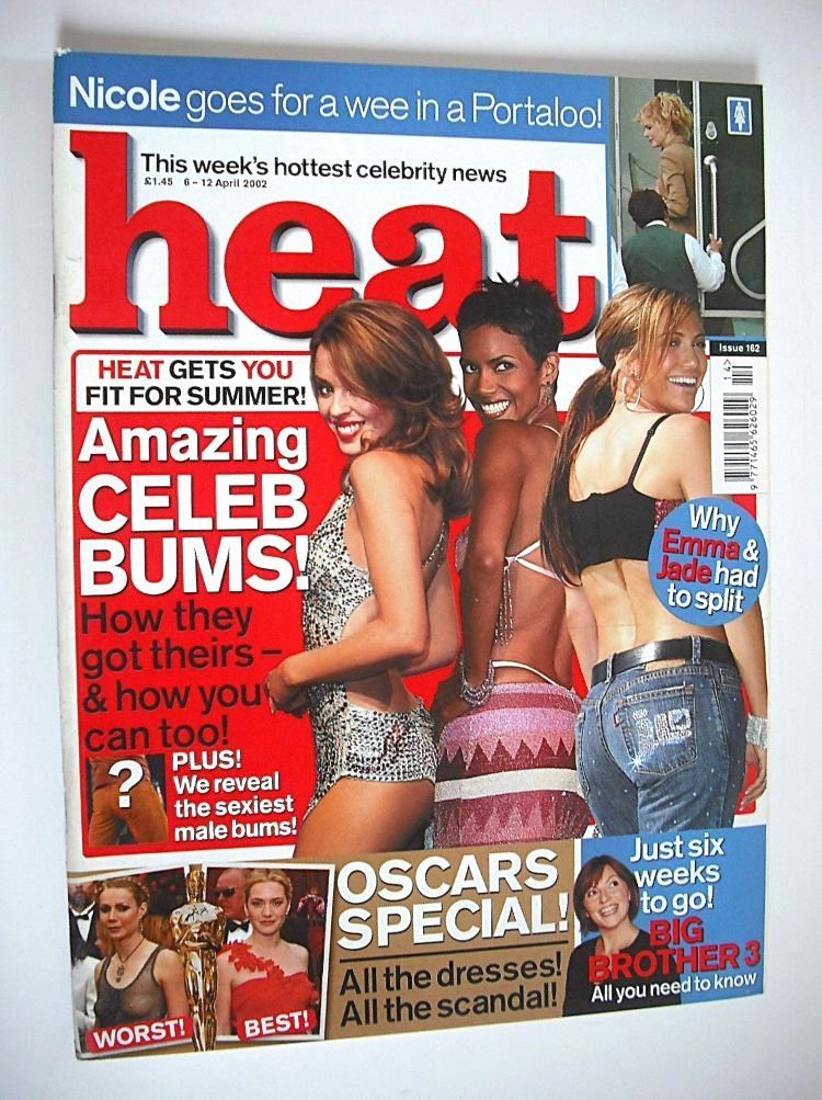 Heat magazine - Amazing Celeb Bums cover (6-12 April 2002 - Issue 162)