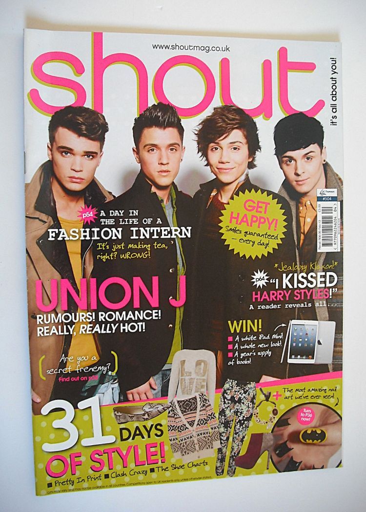Shout magazine - Union J cover (9 January - 5 February 2013)