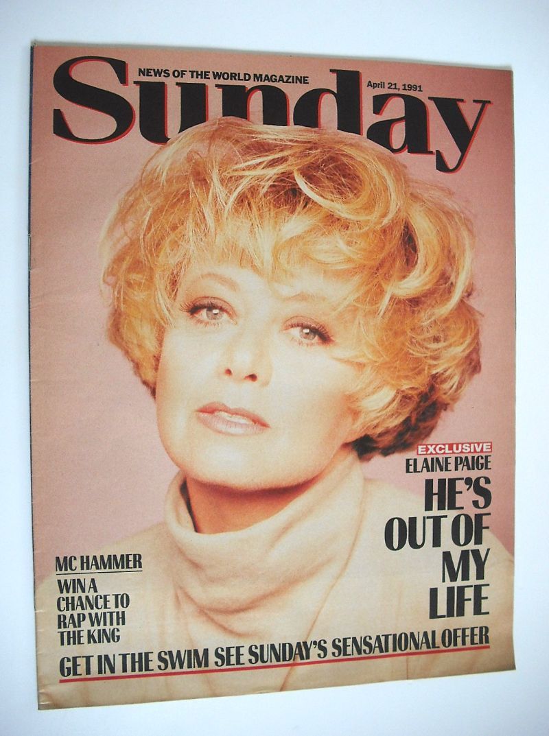 Sunday magazine - 21 April 1991 - Elaine Paige cover