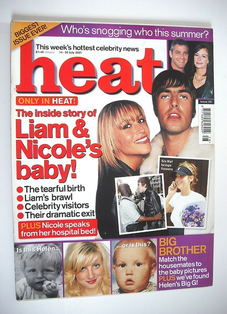 Heat magazine - Nicole Appleton and Liam Gallagher cover (14-20 July 2001 - Issue 125)