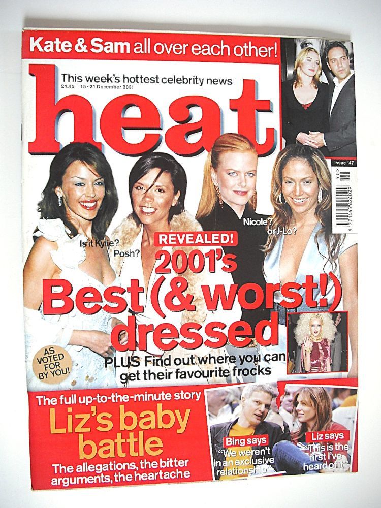 Heat magazine - 2001's Best (& Worst!) Dressed cover (15-21 December 2001 - Issue 147)