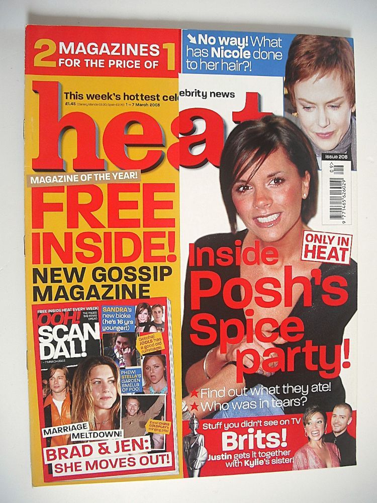 Heat magazine - Inside Posh's Spice Party! cover (1-7 March 2003 - Issue 208)