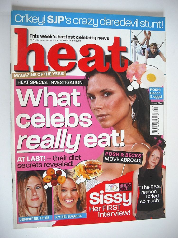 Heat magazine - What Celebs Really Eat cover (21-27 June 2003 - Issue 224)