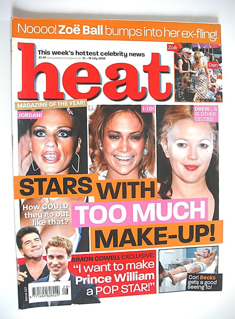 Heat magazine - Stars With Too Much Make-Up cover (12-18 July 2003 - Issue 227)