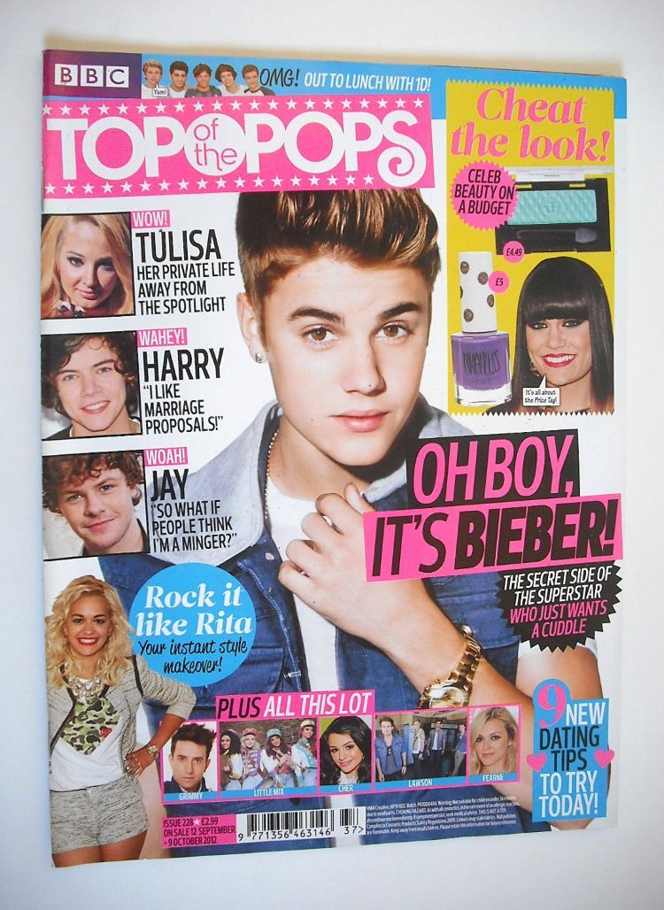 Top Of The Pops magazine - Justin Bieber cover (12 September - 9 October 2012)