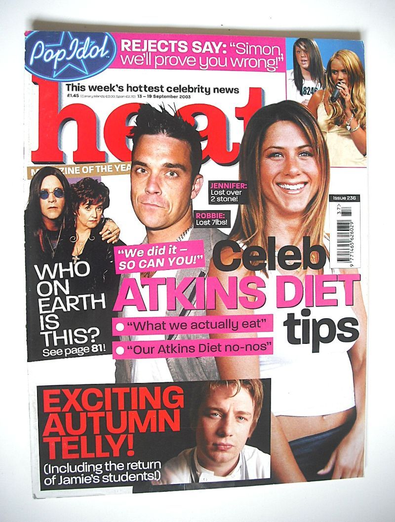 Heat magazine - Celeb Atkins Diet Tips cover (13-19 September 2003 - Issue 236)