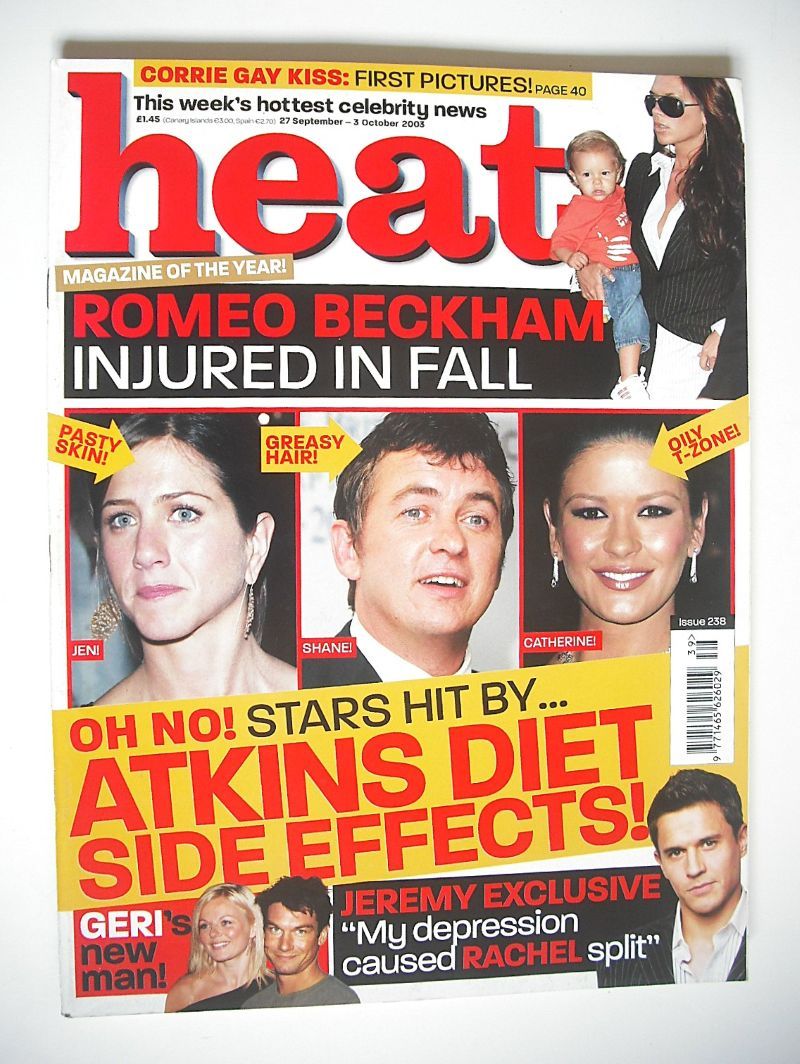 Heat magazine - Atkins Diet Side Effects! cover (27 September - 3 October 2003 - Issue 238)