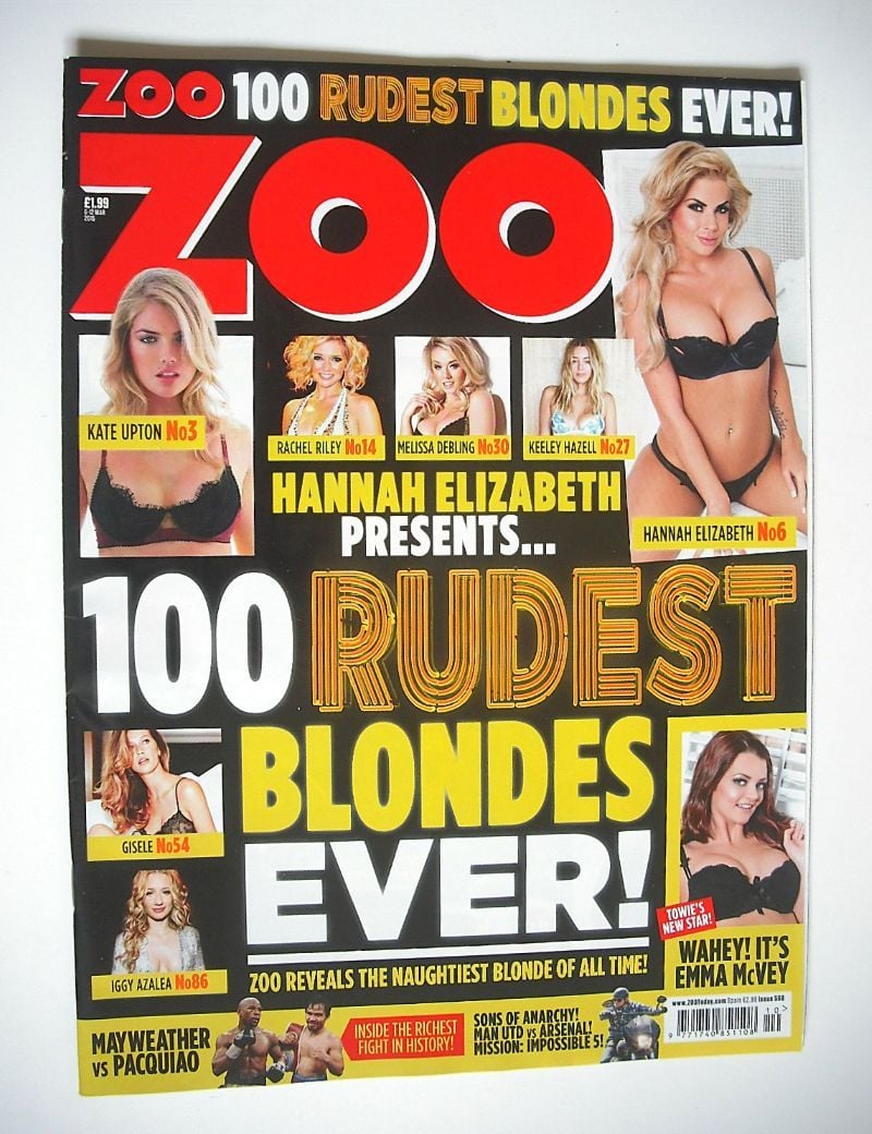 Zoo magazine - 100 Rudest Blondes Ever cover (6-12 March 2015)