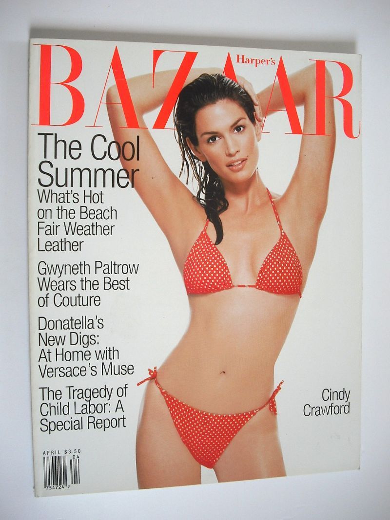 Harper's Bazaar magazine - April 1996 - Cindy Crawford cover