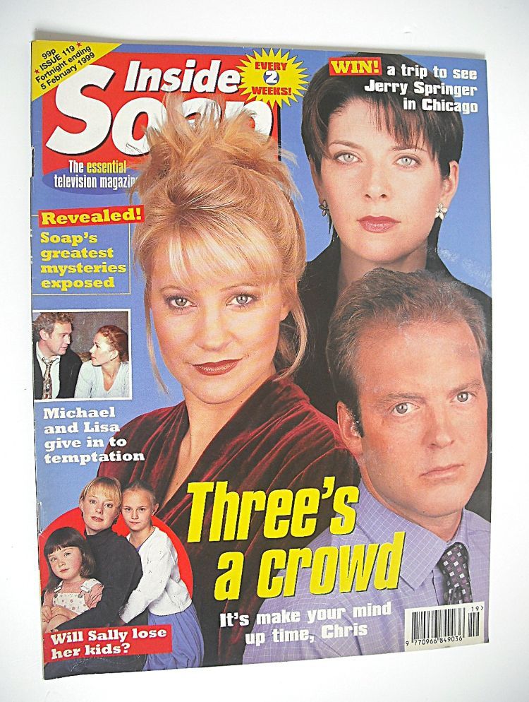 Inside Soap magazine - Peter Amory, Malandra Burrows & Louise Beattie cover (23 January - 5 February 1999)