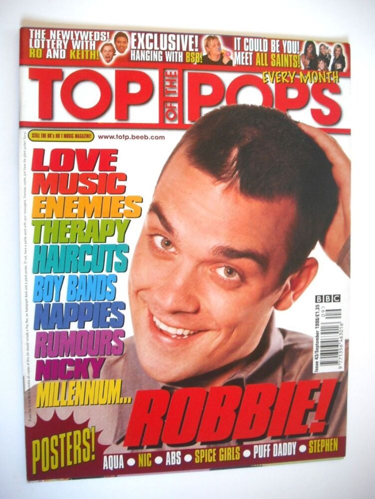 Top Of The Pops magazine - Robbie Williams cover (September 1998)