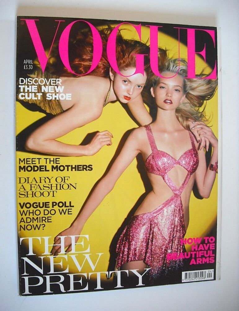 British Vogue magazine - April 2004 - Lily Cole and Gemma Ward cover