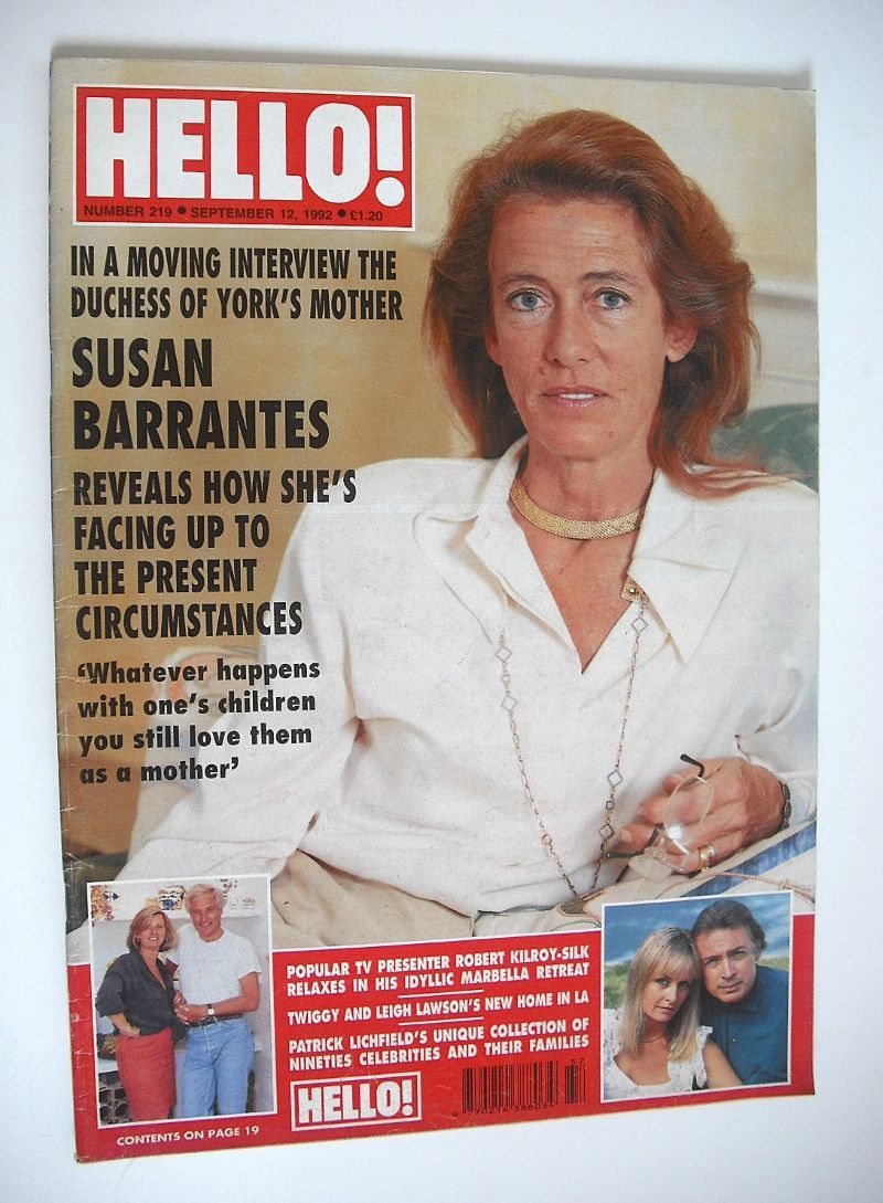 Hello! magazine - Susan Barrantes cover (12 September 1992)