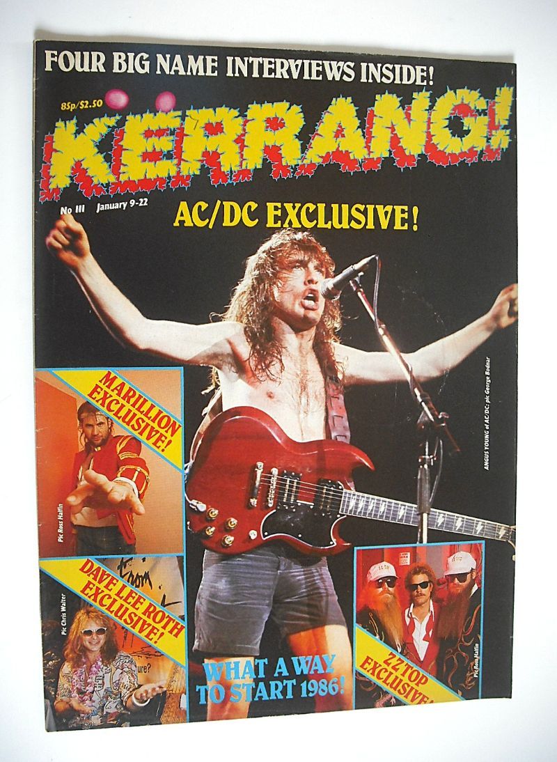 Kerrang magazine - Angus Young cover (9-22 January 1986 - Issue 111)