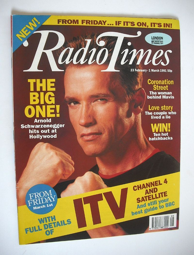 <!--1991-02-23-->Radio Times magazine - Arnold Schwarzenegger cover (23 Feb