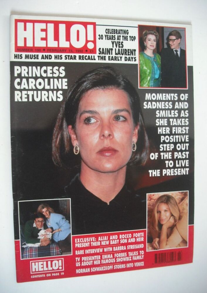 Hello! magazine - Princess Caroline cover (15 February 1992 - Issue 190)