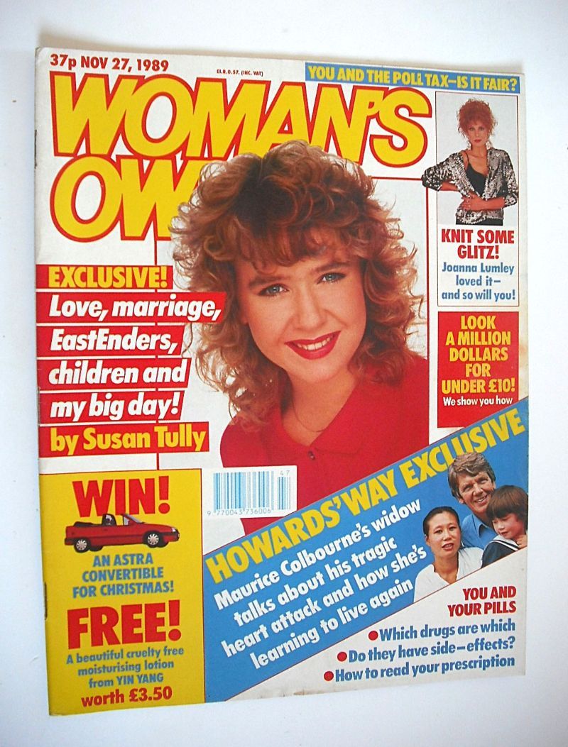 Woman's Own magazine - 27 November 1989 - Susan Tully cover