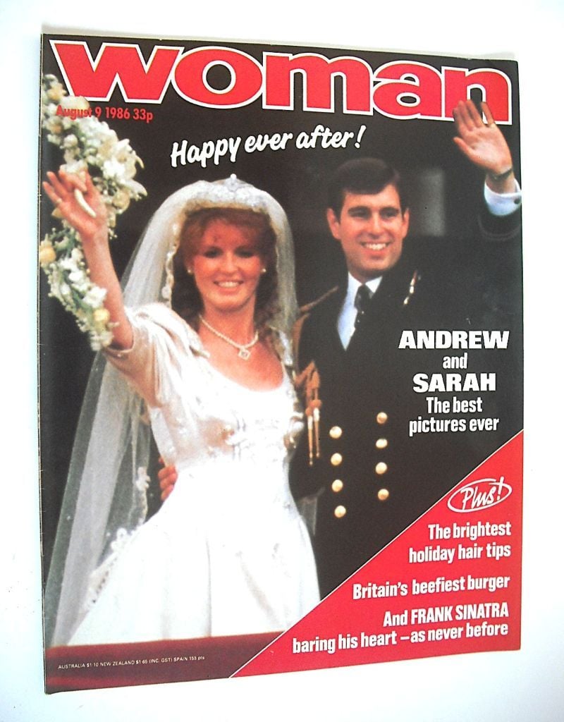 Woman magazine - Prince Andrew & Sarah Ferguson wedding cover (9 August 1986)