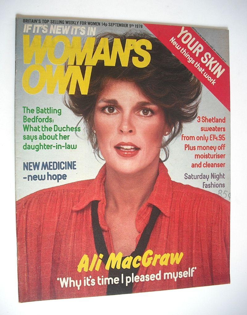 Woman's Own magazine - 9 September 1978 - Ali MacGraw cover