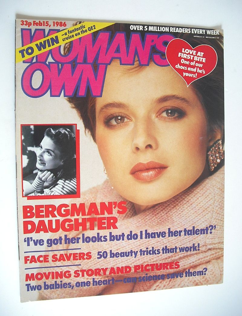 Woman's Own magazine - 15 February 1986 - Isabella Rossellini cover