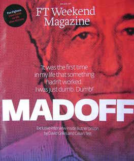 <!--2011-04-09-->FT Weekend magazine - Bernie Madoff cover (9/10 April 2011