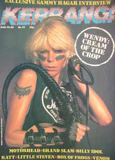 Kerrang magazine - Wendy O. Williams cover (12-25 July 1984 - Issue 72)