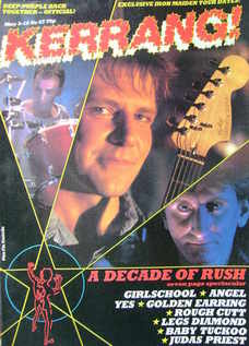 Kerrang magazine - Rush cover (3-16 May 1984 - Issue 67)