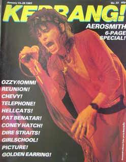 Kerrang magazine - Steven Tyler cover (13-26 January 1983 - Issue 33)
