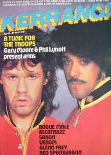 <!--1985-05-16-->Kerrang magazine - Gary Moore and Phil Lynott cover (16-29