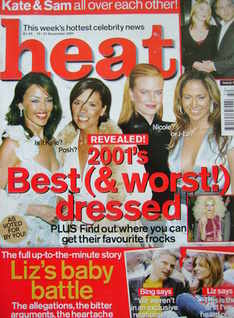 Heat magazine - 2001's Best (& Worst!) Dressed cover (15-21 December 2001 - Issue 147)